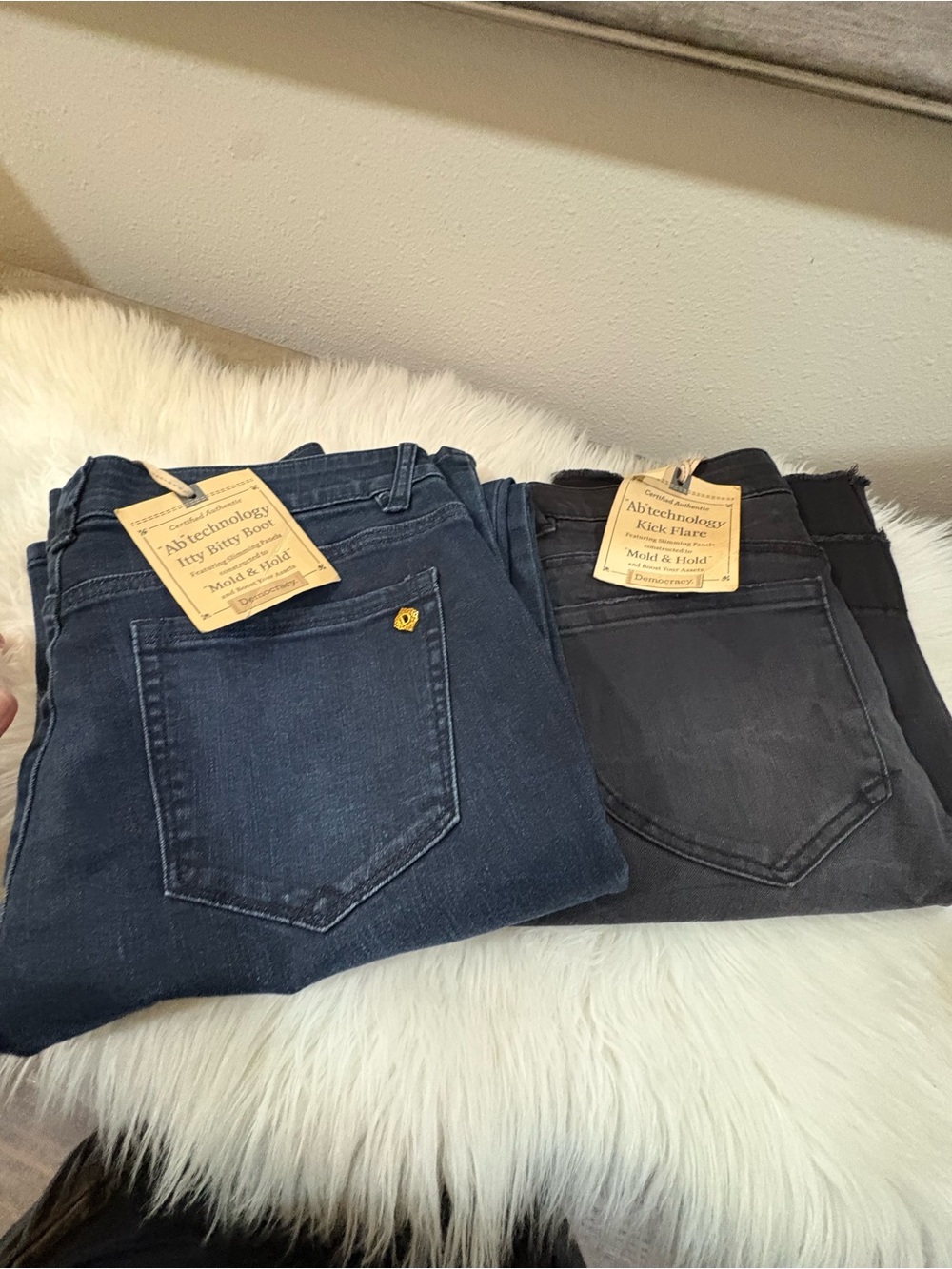 Pair of Dark Wash & Charcoal Denim Jeans - Blue and Gray